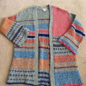 Sincerely Jules Wool Blend Women’s Size Small Open Front Multicolor Cardigan‎